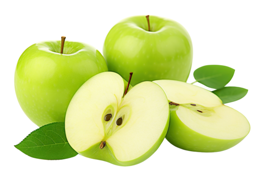 Delicious green apples cut out