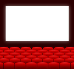 Cinema hall interior with red seats. Cinema chair. Vector illustration