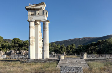 Fototapeta na wymiar greek temple ruins in epidavros, greece