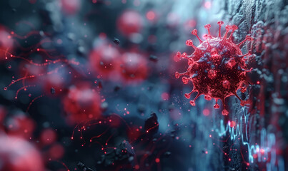 3D render of medical background with abstract virus cells - obrazy, fototapety, plakaty