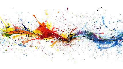 Colorful Abstract Paint Splatter Streak on White Background