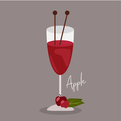 Flat Design Illustration with Apple Drink Glass