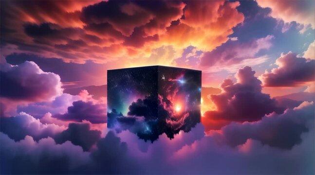 Sky in a mystic galaxy world where apostles decode the secrets of a black box unveiling cosmic truths