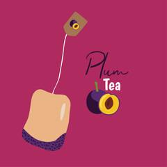  Flat Design Illustration with Tea Bag at Plum Taste