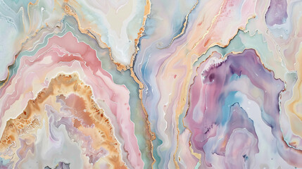 Abstract painting of geode minerals pastel colors
