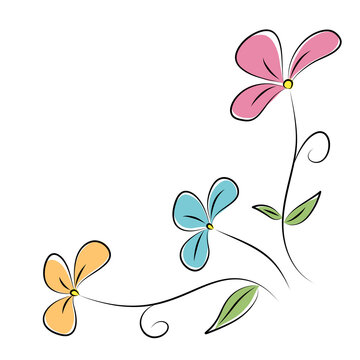 Illustration vector graphics of three color flower. Perfect for design illustration.