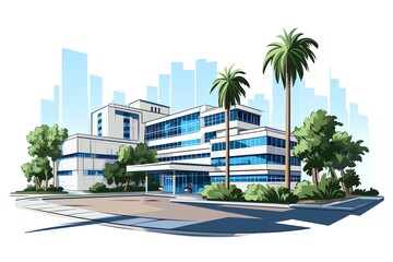 modern hospital building, illustration