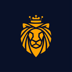 an abstract logo featuring a lion wearing a crown template