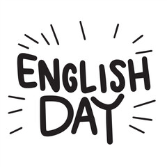 English Language Day text banner. Handwriting inscription English Language Day square composition. Hand drawn vector art. 