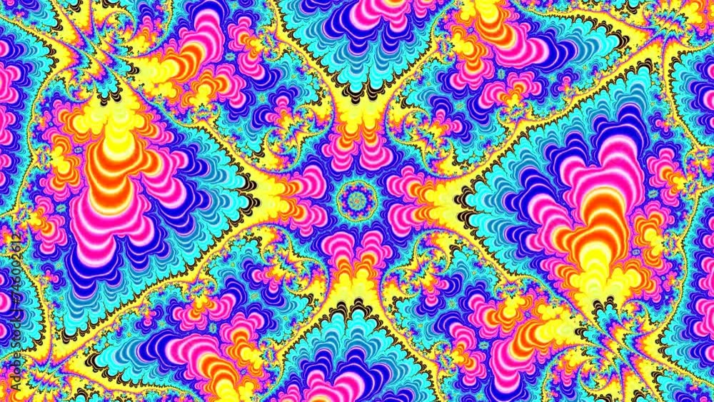 Wall mural camera movement inside a multicolor bright fractal. fractal sequence patterns 3d. for yoga or clubs 