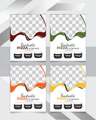 Simple pizza flyer design and restaurant food menu Banner or poster promotion template - obrazy, fototapety, plakaty