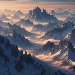 Crédence de cuisine en verre imprimé Everest sunset in the mountains