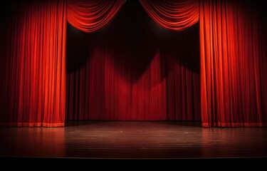 Red theater curtain. Luxurious silky velvet tiled drapes texture.