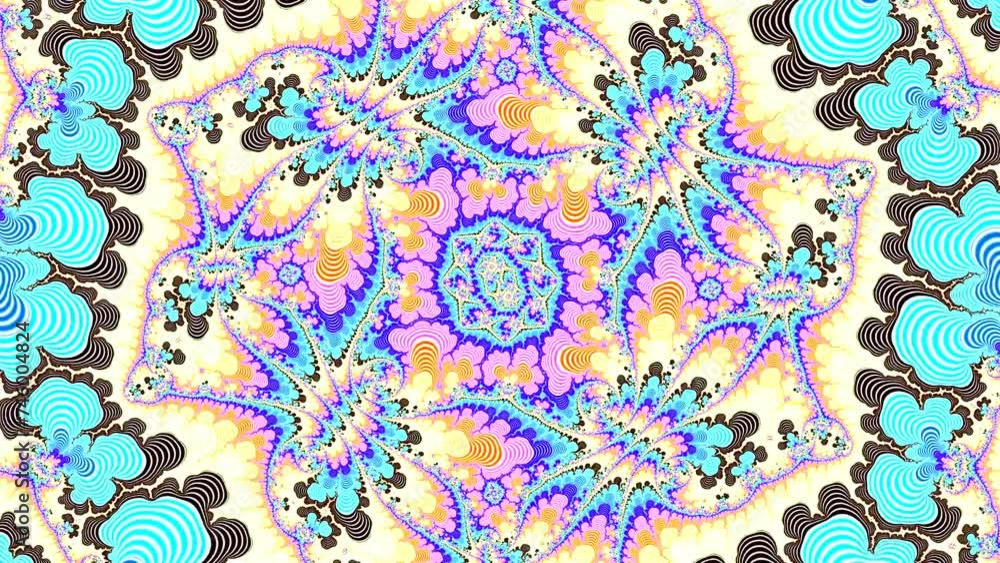 Wall mural camera movement inside a multicolor bright fractal. fractal sequence patterns 3d. for yoga or clubs 