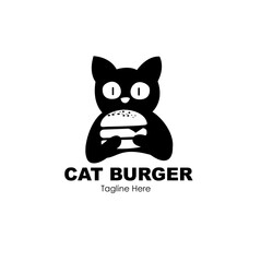 cat burger logo design concept