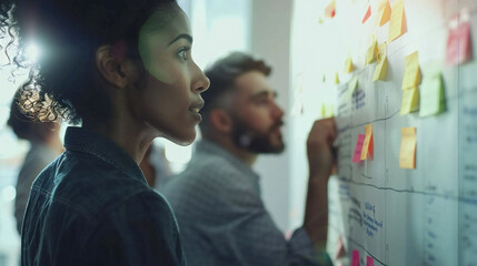 Innovative Financial Team Brainstorming Investment Strategies on Whiteboard