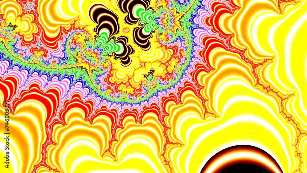 Wall mural camera movement inside a multicolor bright fractal. fractal sequence patterns 3d. for yoga or clubs 
