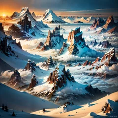 Foto op Plexiglas landscape with mountains and snow © PhotosLiwicks 