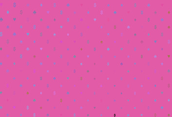 Light pink, blue vector pattern with symbol of cards.