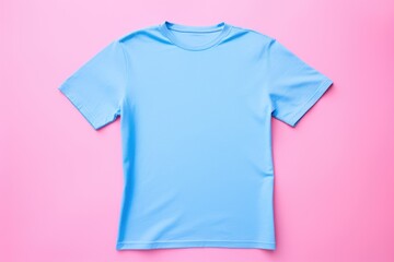 Elegant blue t-shirt mockup ready for print and design on pink background