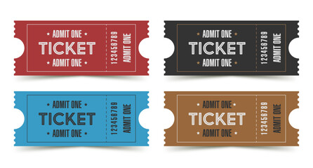 Four vector tickets. Isolated on a white background. Flat design.	

