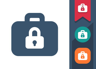 Obraz premium Briefcase Icon. Suitcase, Luggage, Baggage, Lock, Locked, Security