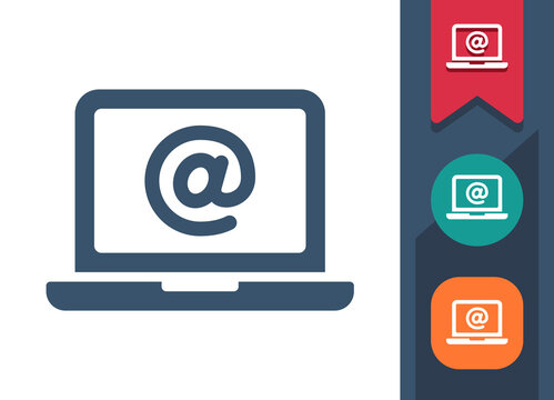 Laptop Icon. Computer, @, Web Browser, Internet