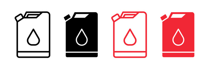 Oil can icon in filled and outlined style on white background - obrazy, fototapety, plakaty
