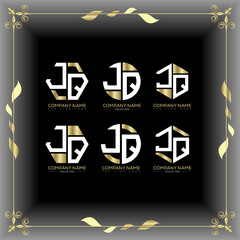 JQ letter luxury logo set design.JQ monogram polygonal and circle shape vector. JQ luxury design.
