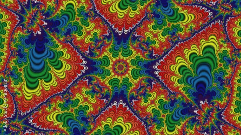 Wall mural camera movement inside a multicolor bright fractal. fractal sequence patterns 3d. for yoga or clubs 
