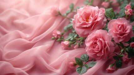 Beautiful flowers on a delicate background with copy space. Romantic background. Wedding invitation. Valentine's Day. Birthday. International Women's Day, Mother's Day concept.