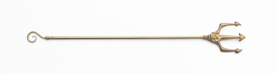 Golden Trident isolated on white background