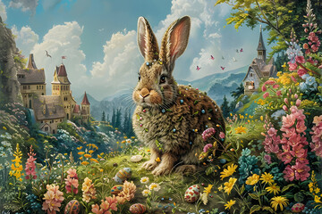 Fototapeta na wymiar The Easter Bunny. Children's Book Style Illustration