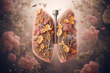 World Asthma Day. Lung disease. Bronchitis. - obrazy, fototapety, plakaty