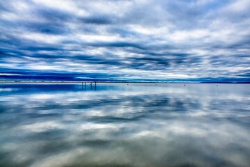 Mystical clouds and light play over Lake Neusiedl in Austria