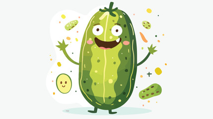 Cute funny Cucumber with inscription character. Vect