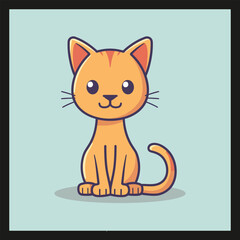 Cat simple minimalist flat color vector illustration 2