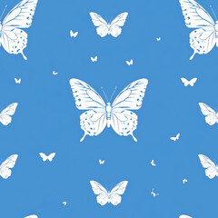 blue Butterfly seamless tile pattern background, ai generated