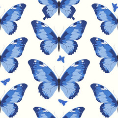 blue Butterfly seamless tile pattern background, ai generated