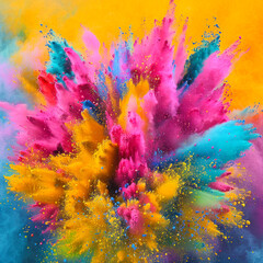 Explosion of colored powder on traditional festival holi - obrazy, fototapety, plakaty