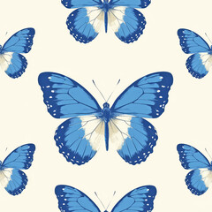 blue Butterfly seamless tile pattern background, ai generated