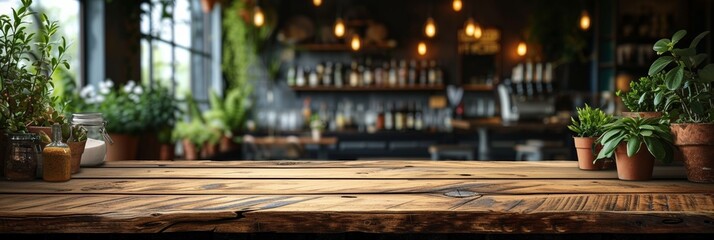 In the dimly lit pub interior, an empty wooden table blends into the retro ambiance.
