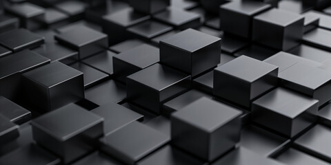 3D black cubes shape pattern background (1) - obrazy, fototapety, plakaty