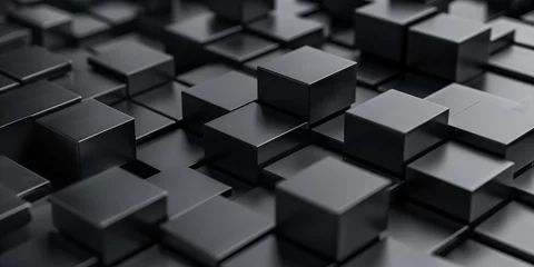 Foto op Canvas 3D black cubes shape pattern background (1) © Iwona