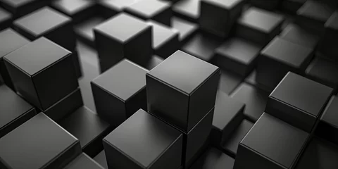 Foto op Canvas 3D black cubes shape pattern background (6) © Iwona