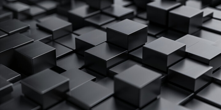 Fototapeta 3D black cubes shape pattern background (1)