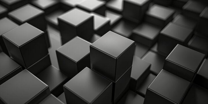 Fototapeta 3D black cubes shape pattern background (6)