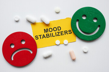 Smileys, pills and inscription mood stabilizers.