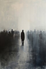 Figure Walking in the Fog