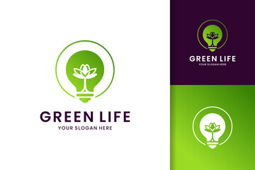 flower in bulb logo design, symbol of smart green life